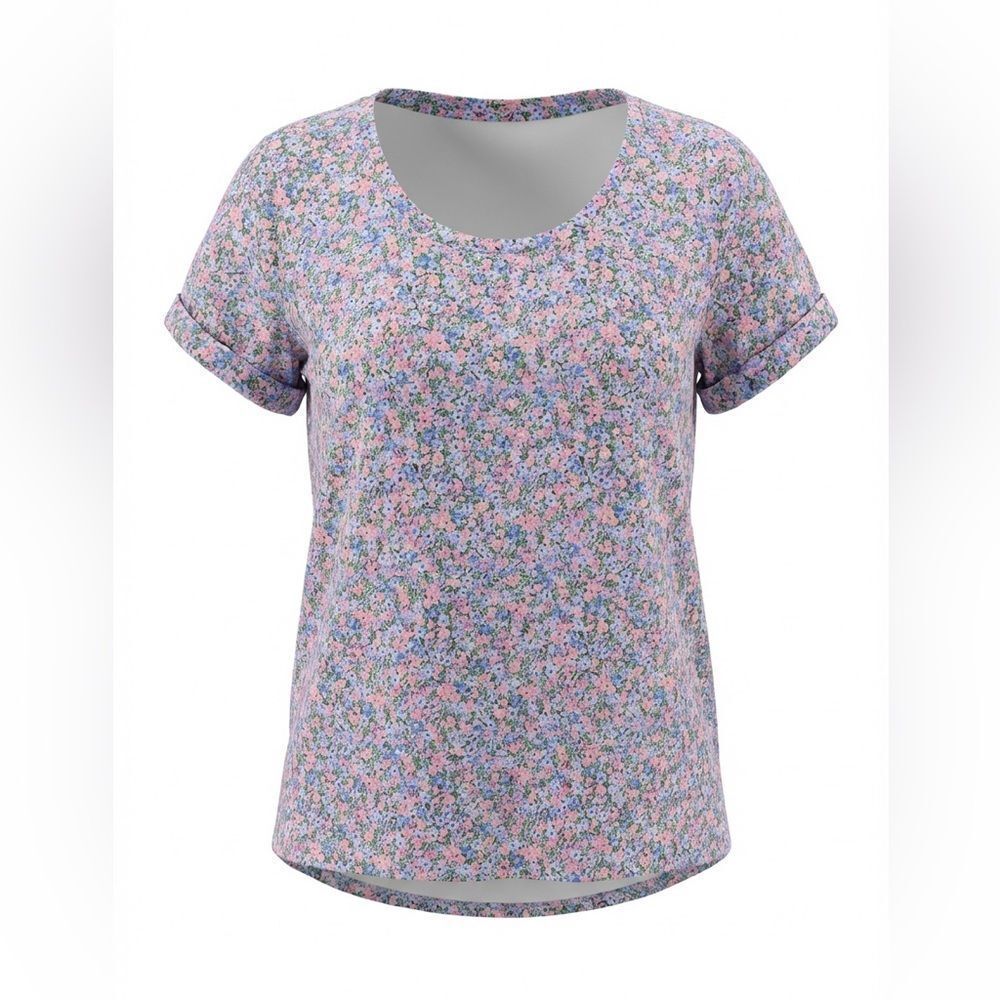 J Jill Floral Print Women's Top pink size L